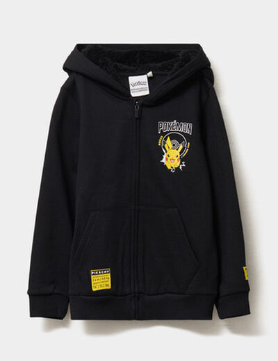 Sweat zippé à capuche Pokémon Pikachu noir garçon