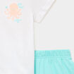 Ensemble 2 pi&egrave;ces short et t-shirt coton bleu turquoise b&eacute;b&eacute; gar&ccedil;on