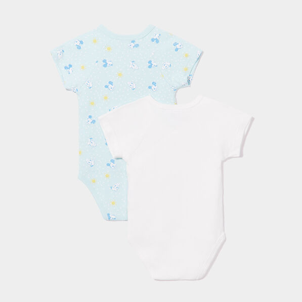 Lot 2 body manches courtes Mickey vert turquoise bébé garçon