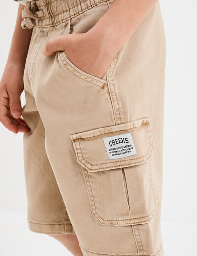 Bermuda cargo coton beige garçon
