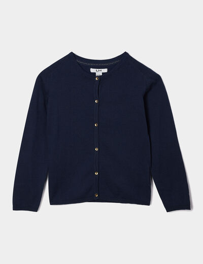 Gilet boutonné bleu marine fille