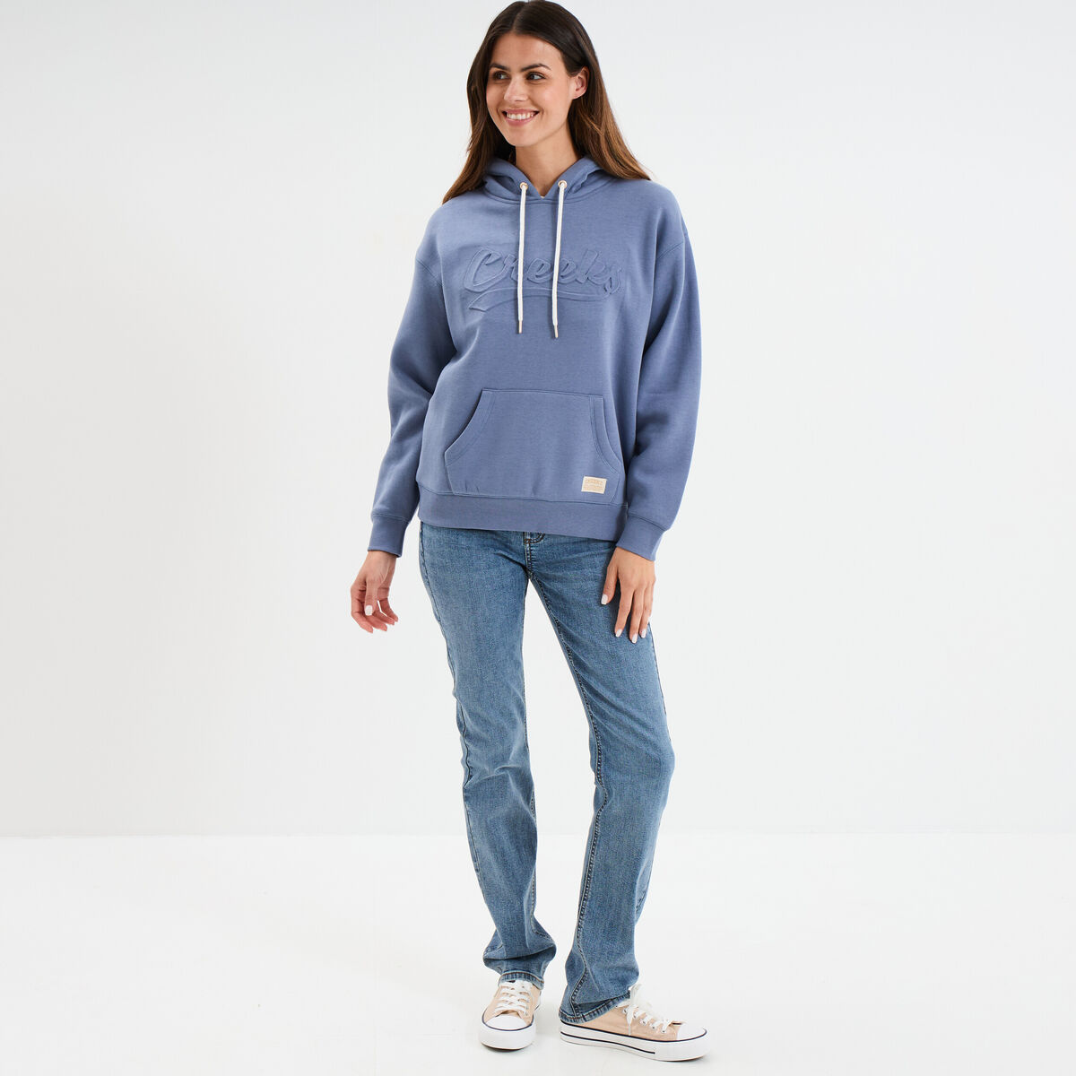 Sweat &agrave; capuche hoodie bleu gris femme