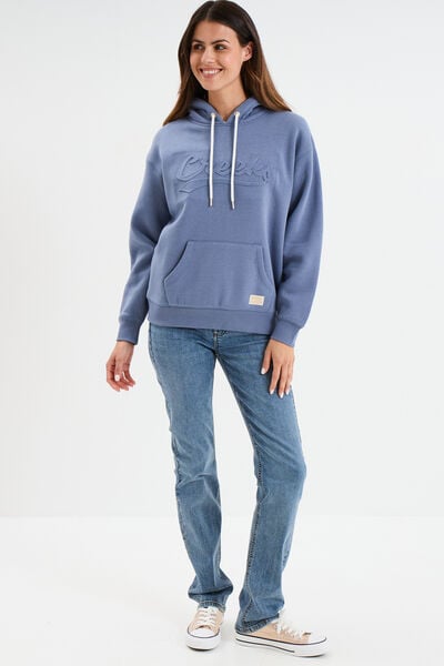 Sweat &agrave; capuche hoodie bleu gris femme