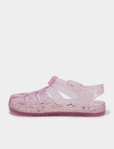 Sandales de plage paillettes rose fille