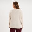 Pull droit col en V manches longues ecru femme grande taille