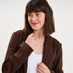 Blazer col tailleur manches longues marron fonc&eacute; femme