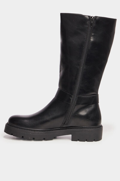 Bottes crant&eacute;es avec boucles noir femme