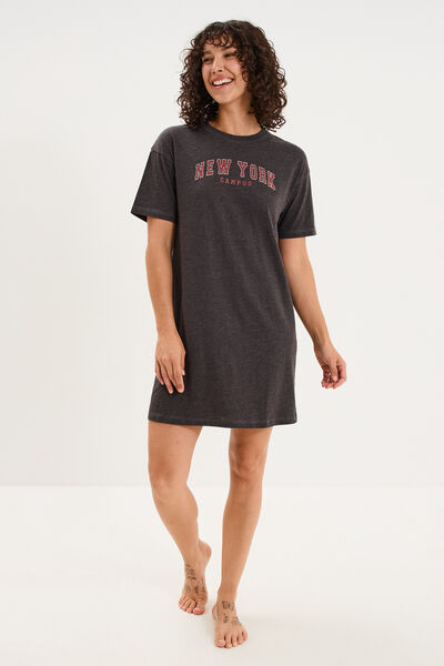 Chemise de nuit courte manches courtes gris clair femme