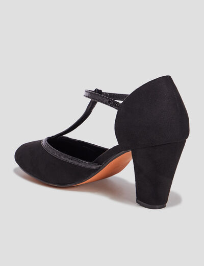 Escarpins salomé à talons aspect suédine noir femme