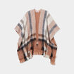Poncho avec franges marron femme
