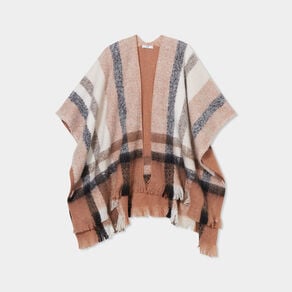 poncho avec franges marron femme Poncho avec franges marron femme
