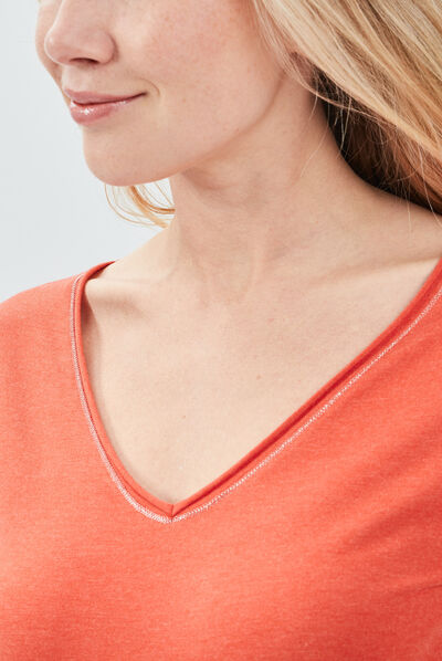T-shirt manches longues terracotta femme