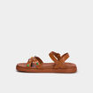 Sandales avec d&eacute;tails clout&eacute;s et perles marron femme