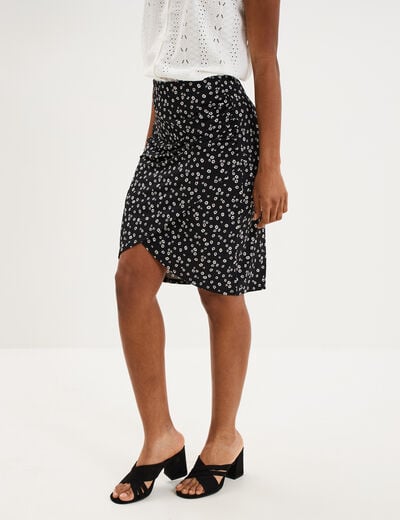 Jupe courte taille &eacute;lastiqu&eacute;e stretch noir femme