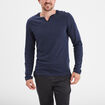 T-shirt col tunisien manches longues bleu marine homme