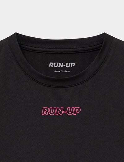 T-shirt ajust&eacute; manches courtes noir fille