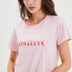 T-shirt col rond manches courtes coton rose clair femme