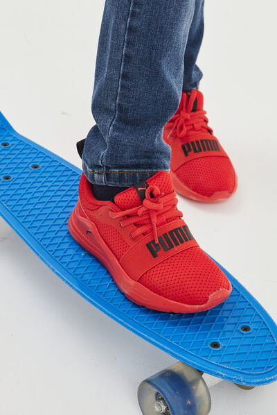 Baskets running à lacets Puma Wired Run rouge garçon