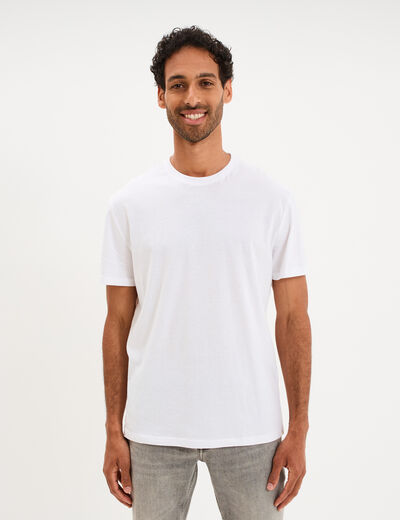T-shirt droit en coton manches courtes blanc homme