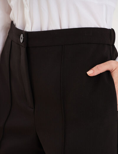 Pantalon droit 7/8&egrave;me &agrave; pinces noir femme