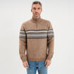 Pull camionneur jacquard manches longues taupe homme