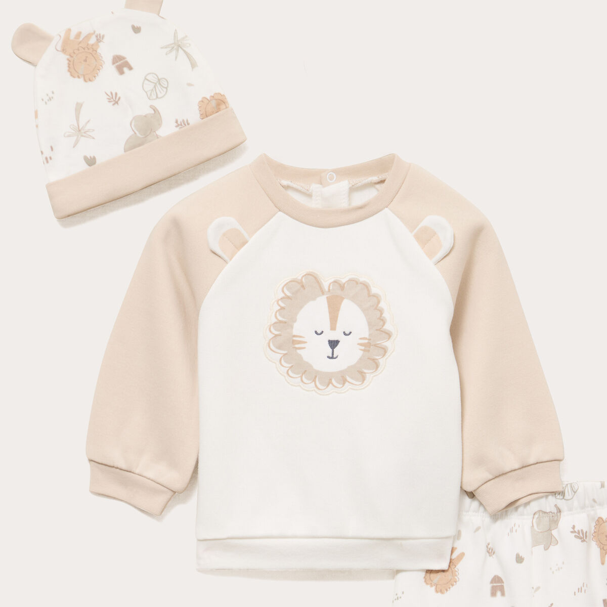 Ensemble 3 pi&egrave;ces avec sweat et pantalon blanc b&eacute;b&eacute;