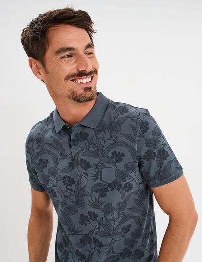 Polo droit manches courtes coton bleu foncé homme