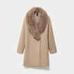 Manteau col fausse fourrure amovible taupe femme