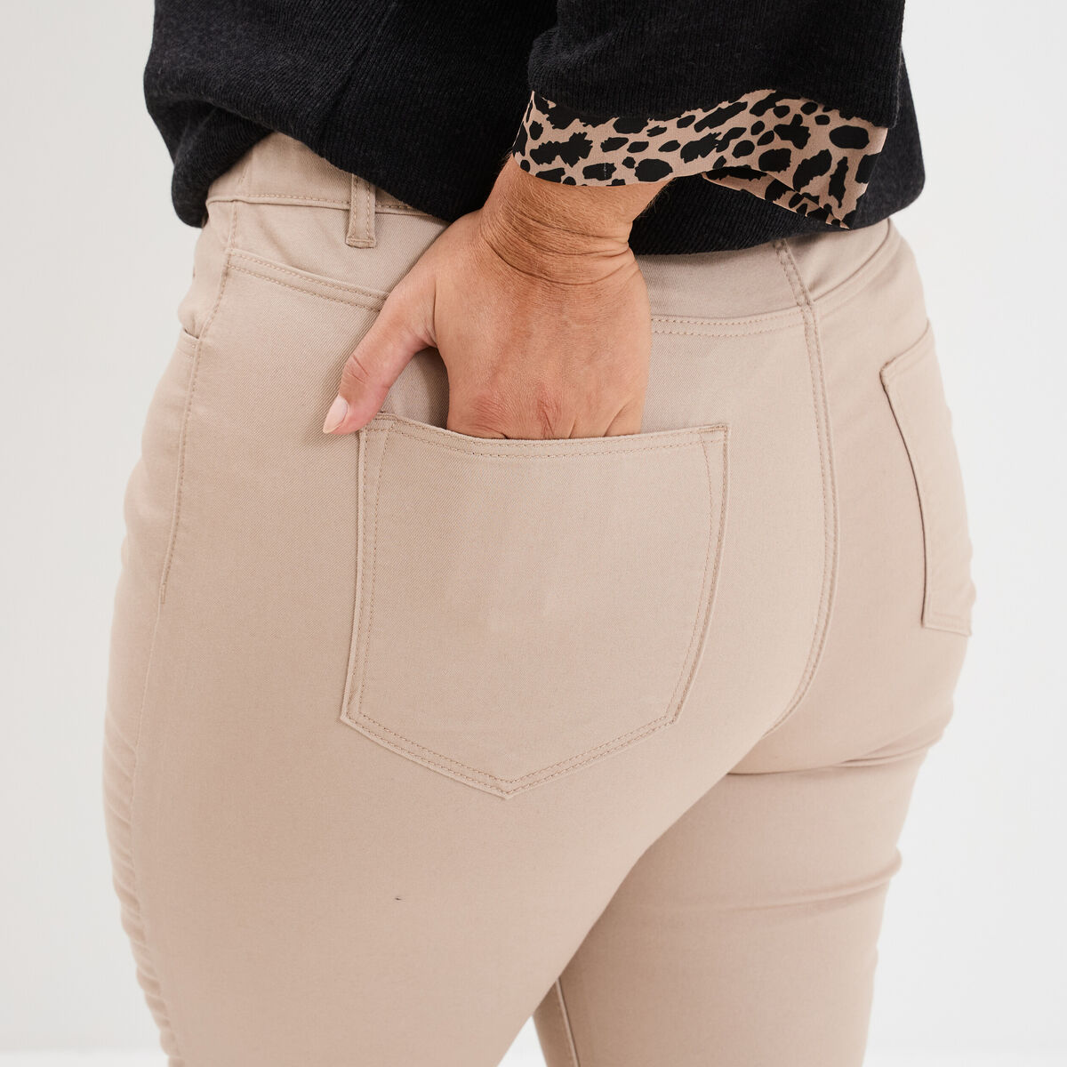 Pantalon straight taille haute Modavista sable femme grande taille