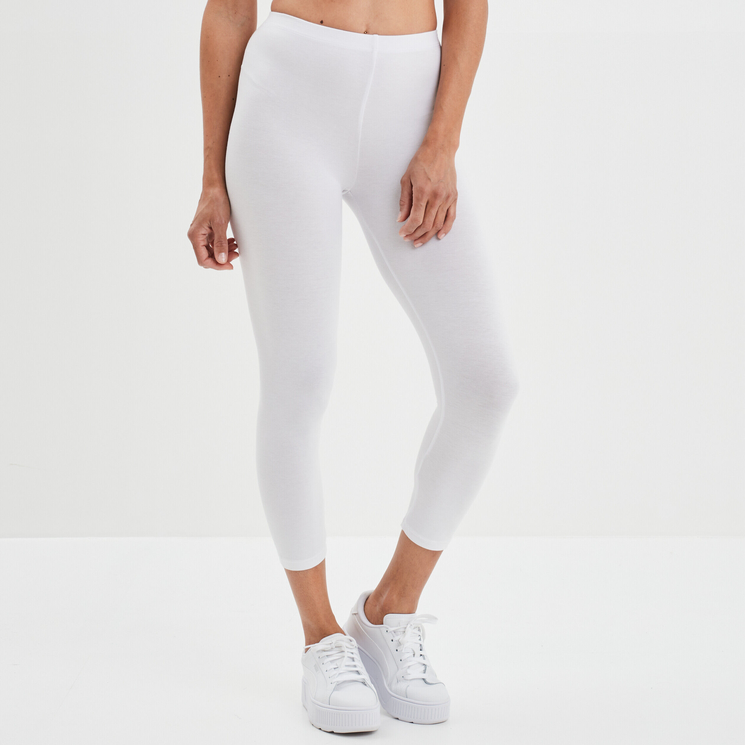 Legging élastiqué 7/8ème blanc femme LH