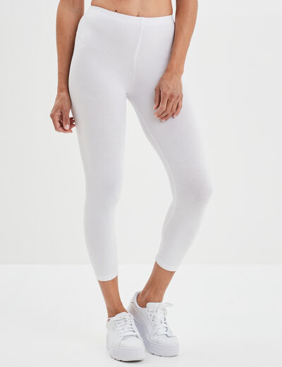 Legging élastiqué 7/8ème blanc femme
