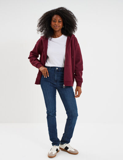 Jeans slim taille haute 5 poches bleu femme