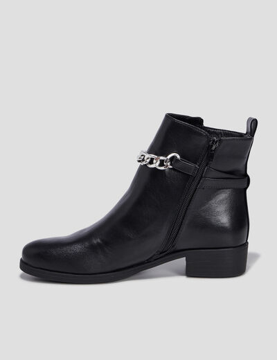 Bottines à détails chaînes noir femme
