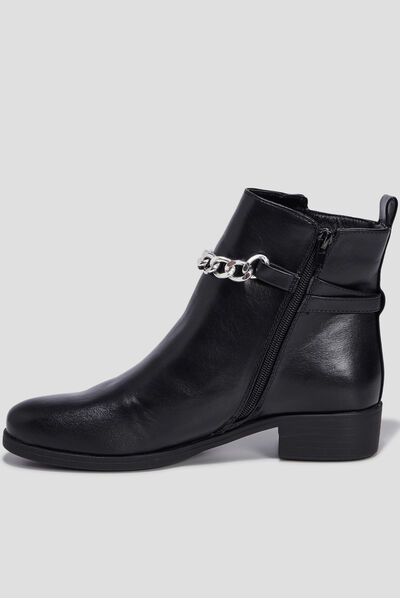 Bottines à détails chaînes noir femme