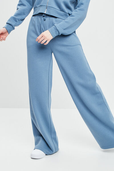 Pantalon jogging large bleu gris femme
