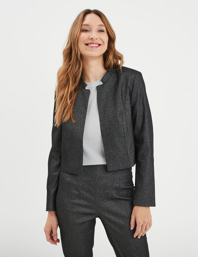 Veste courte à paillettes Mosquitos gris argent femme