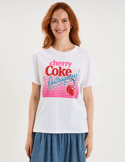 T-shirt manches courtes coton Coca Cola blanc femme