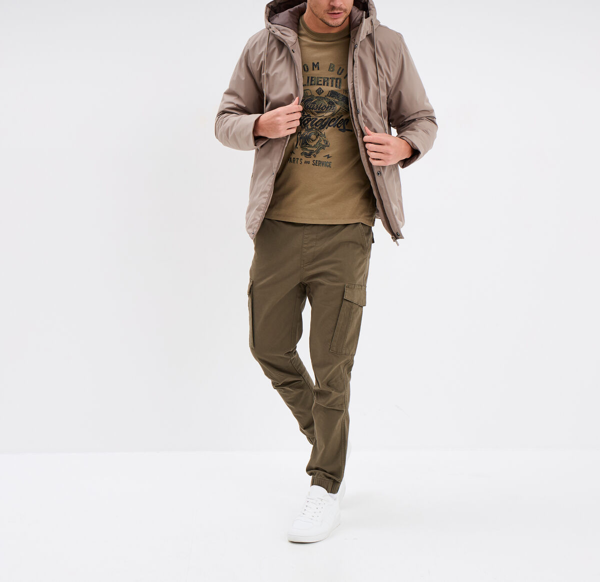 Pantalon cargo slim vert kaki homme