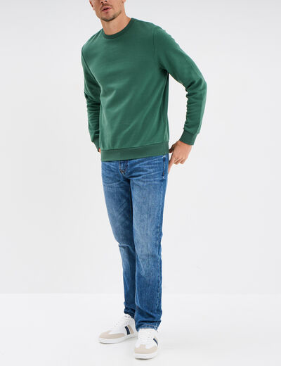 Sweat molleton col rond vert menthe homme