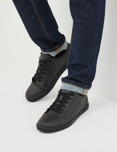 Tennis basses à lacets noir homme
