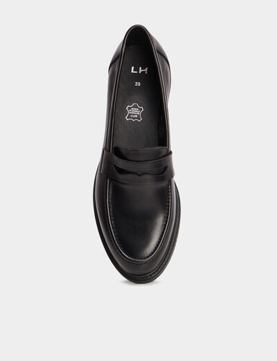Mocassins en cuir noir femme