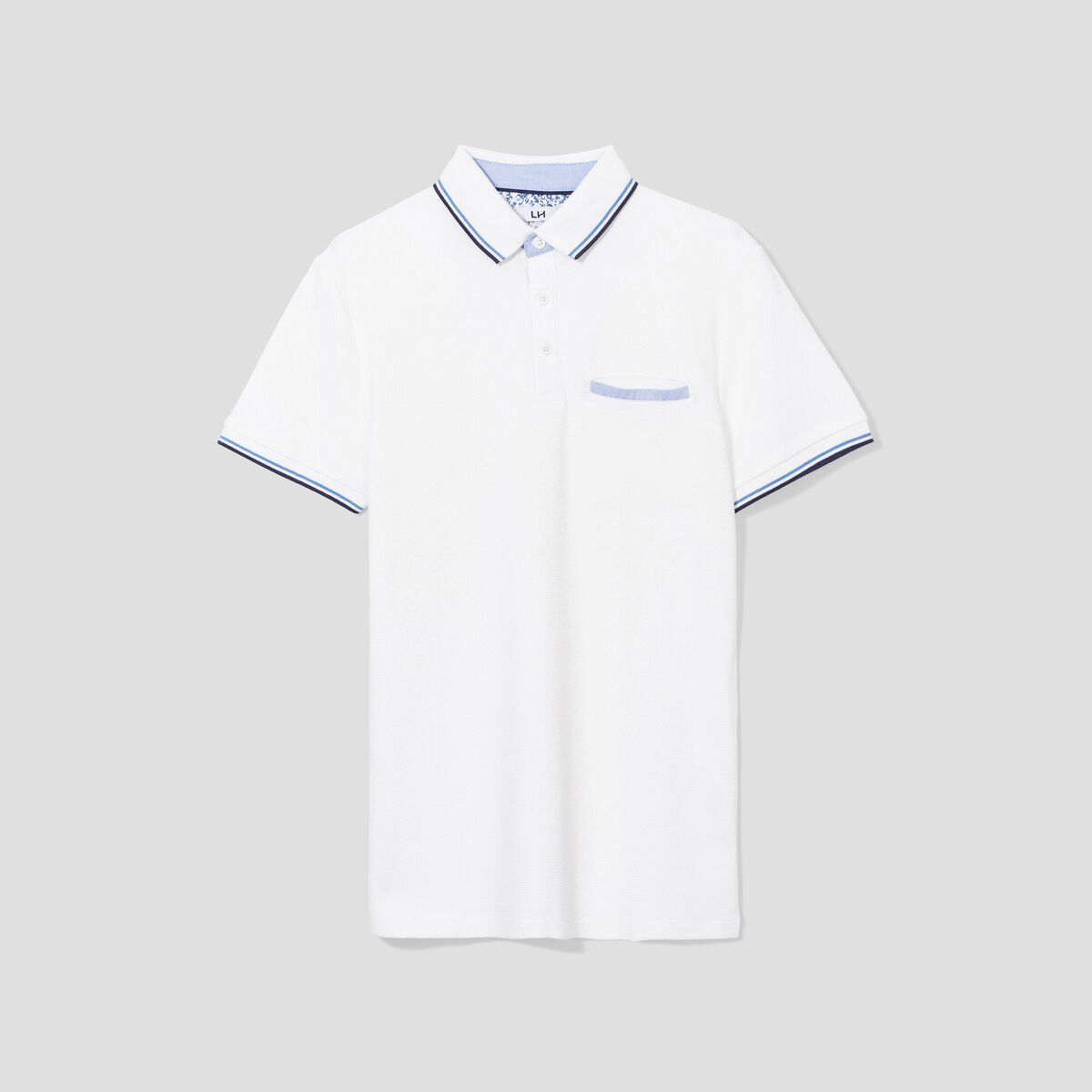 Polo piqu&eacute; manches courtes coton blanc homme