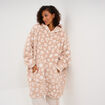 Poncho plaid effet polaire &agrave; capuche rose poudr&eacute;e femme