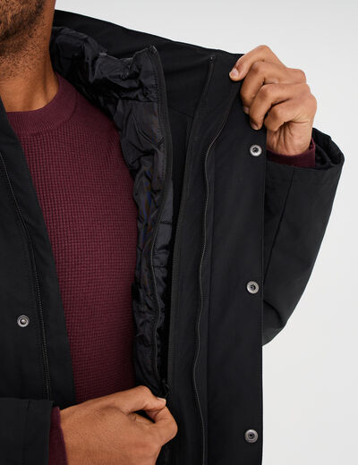 Parka 3-en-1 d&eacute;perlante noir homme