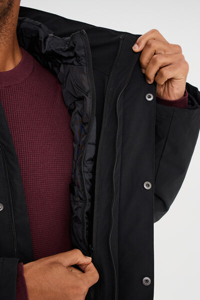 Parka 3-en-1 d&eacute;perlante noir homme