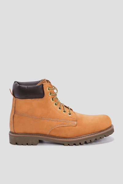 Bottines plates en cuir jaune homme