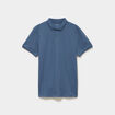 Polo textur&eacute; manches courtes coton bleu gris homme