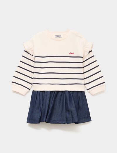 Robe effet 2-en-1 bas en jean denim double stone bébé fille