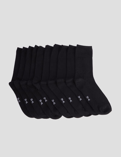 Lot 10 paires chaussettes noir femme