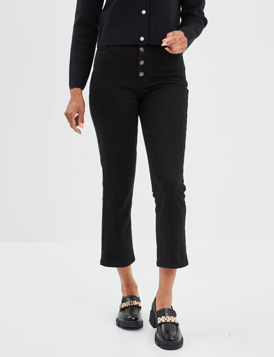 Jeans droit boutonné Liberto denim noir femme